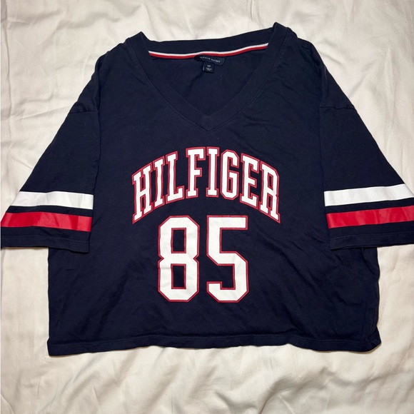 Tommy Hilfiger Women’s 85 Varsity Crop Top Navy Retro Jersey Size S - Picture 3 of 9